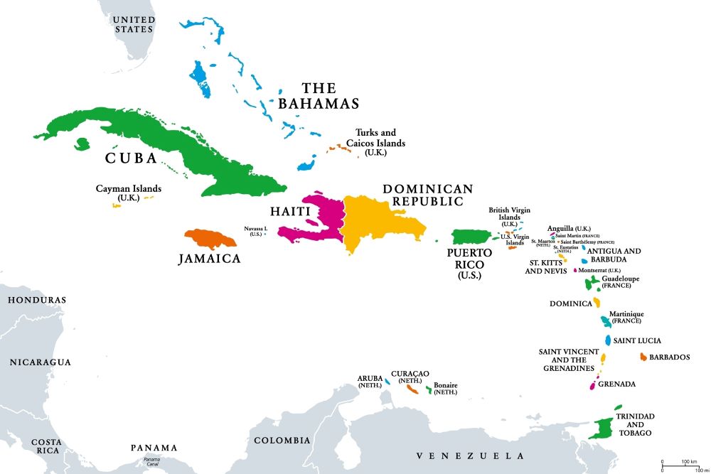 Map of Caribbean Countries